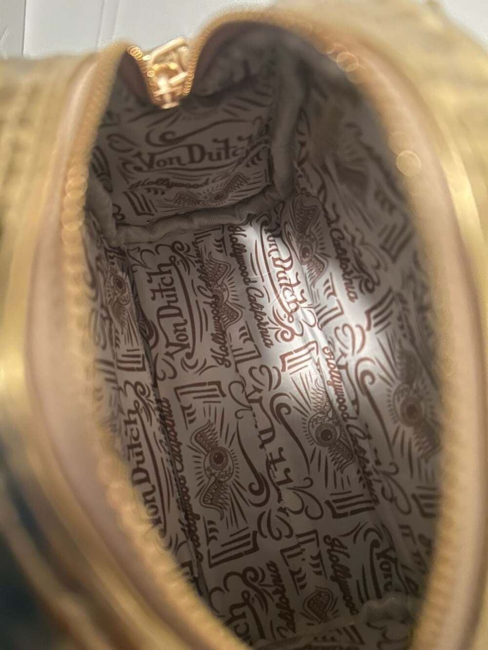 Von Dutch Metallic Gold Bowling Bag VDBB-1004GLD - Picture 2 of 8